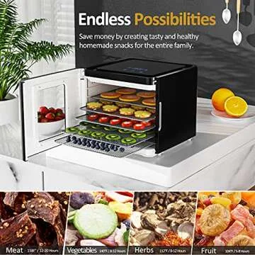 Premium Food Dehydrator - LED Touch Digital Timer & Temperature Control for Jerky and More