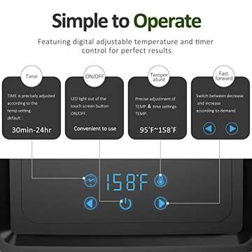 Premium Food Dehydrator with Digital Timer and Control