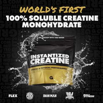 Instantized Creatine Monohydrate Gains in Bulk, Worlds First 100% Soluble Creatine for Strength, Per...