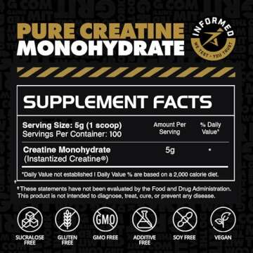 Instantized Creatine Monohydrate Gains in Bulk, Worlds First 100% Soluble Creatine for Strength, Performance, and Muscle Building (100 Servings)