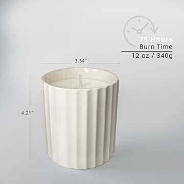 ELBERETH White Sands Scented Candles, Natural Soy Candles for Home Scented, Candles Gifts for Women, Classical Ceramic Jar Candles, 12 Oz/340g, 75 Hours Long Burning