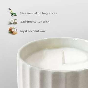 ELBERETH White Sands Scented Candles, Natural Soy Candles for Home Scented, Candles Gifts for Women, Classical Ceramic Jar Candles, 12 Oz/340g, 75 Hours Long Burning