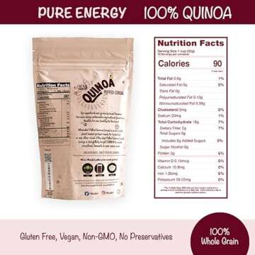 Puffed Quinoa Cereal + Nothing – Vegan – Gluten Free – Non-GMO – [11 oz] Try Quinoa Pops as Snacks – Cereal – Salad Topper for Sustainable Energy – Crunchy Quinoa is Good Mood Food – by Wholefort