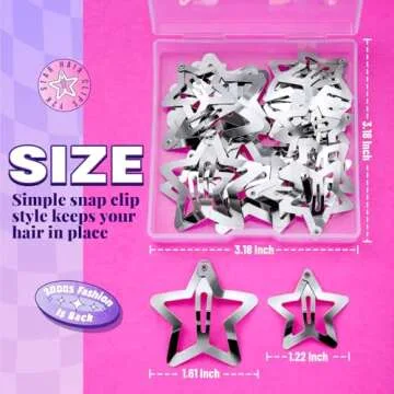 YGDZ Star Hair Clips and Barrettes Set - 20 pcs 1.22" Y2K Hair Accessories, 10 pcs 1.61" Silver Clip...