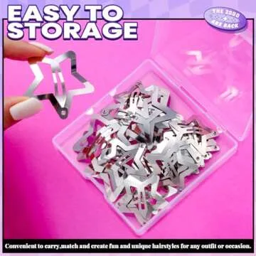 YGDZ Star Hair Clips and Barrettes Set - 20 pcs 1.22" Y2K Hair Accessories, 10 pcs 1.61" Silver Clips for Girls Women, Rave Accessories, Non-Slip Metal Snap Hair Clips