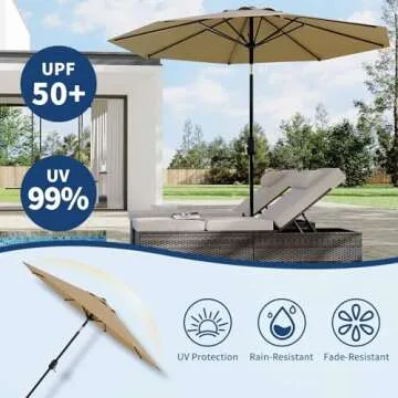 9Ft Patio Umbrella for Pool and Garden with Crank Tilt