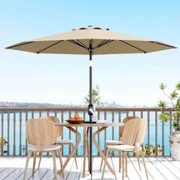 9Ft Patio Umbrella for Pool and Garden with Crank Tilt
