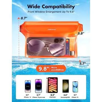 UNBREAKcable Waterproof Phone Pouch with Adjustable Waist Strap- 2 Pack [9.8'' Front Window] [SGS IP...