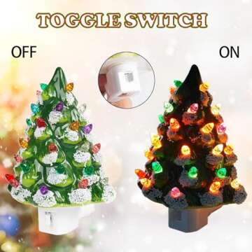 Dazzle Bright Ceramic Christmas Tree Night Light, UL Certified Nightlight Plug in, Vintage Christmas Decorations Indoor, Room Home Decor and Accessories, Night Light for Kids/Adults