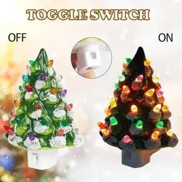 Dazzle Bright Ceramic Christmas Tree Night Light, UL Certified Nightlight Plug in, Vintage Christmas Decorations Indoor, Room Home Decor and Accessories, Night Light for Kids/Adults