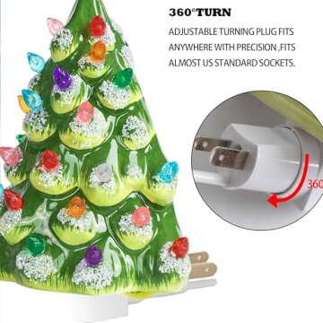 Dazzle Bright Ceramic Christmas Tree Night Light, UL Certified Nightlight Plug in, Vintage Christmas Decorations Indoor, Room Home Decor and Accessories, Night Light for Kids/Adults