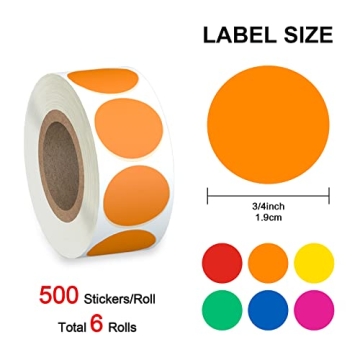 Misofuki 3000 PCS Round Color Coding Dot Labels