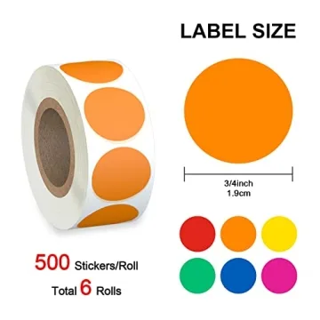 Misofuki 3000 PCS Round Color Coding Dot Labels
