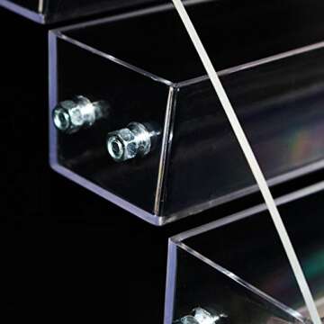 MineDecor 12 Piece Plastic Sunglasses Organizer Clear Eyeglasses Display Case 6 Tier Eyewear Storage Tray Box For Glasses Tabletop Holder Stand