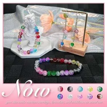 TOAOB 200pcs 8mm Glass Beads for Jewelry Making Crystal Crackle Glass Lampwork Beads Round Loose Spacer Beads Craft Supplies for Bracelets Jewelry Making and DIY Crafts