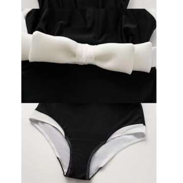 Stylish FLAXMAKER Bow Belted Swimsuit and Skirt Set