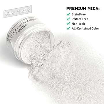 Shining Pearl White Mica Powder - SEISSO Mica Powder for Epoxy Resin (1.76oz/50g Bottle), Dye for Re...