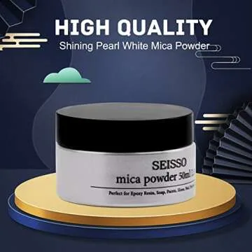 Shining Pearl White Mica Powder - SEISSO Mica Powder for Epoxy Resin (1.76oz/50g Bottle), Dye for Resin Crafting, Soap Making, Paints, Bath Bomb, Slime, Nail Polish, Cosmetics, Lip Balm