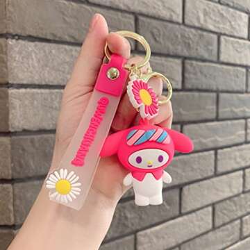 NewGoing Kawaii Keychain Key Ring With Strap Cute Cartoon Anime Character Charm Pendant Car Key Chai...