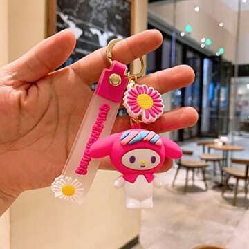 Cute Cartoon Anime Keychain with Wrist Strap for Women