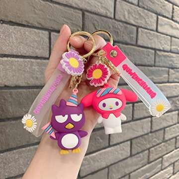 Cute Cartoon Anime Keychain with Wrist Strap for Women