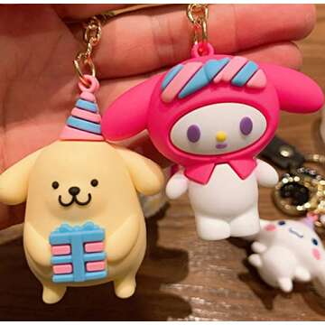 Cute Cartoon Anime Keychain with Wrist Strap for Women