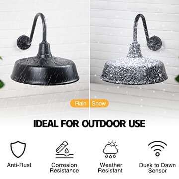 Naurham Barn Lights Outdoor Gooseneck Lighting, 18" Diameter Dusk to Dawn Exterior Lights for House,...