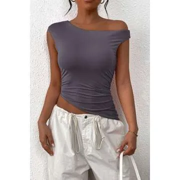 PRETTYGARDEN Chic Asymmetrical Crop Top for Women