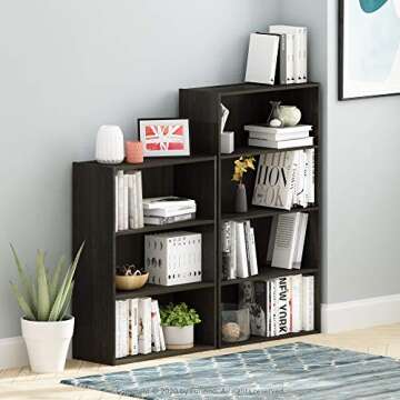Furinno Pasir 3-Tier Open Shelf Bookcase, Espresso