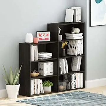Furinno Pasir 3-Tier Open Shelf Bookcase, Espresso