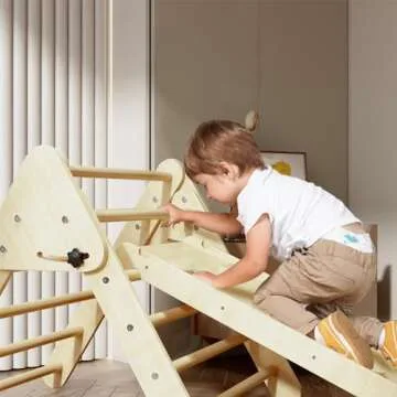 Benarita Pikler Triangle Climber with Ramp for Kids