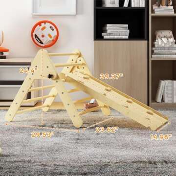 Benarita Pikler Triangle Climber with Ramp for Kids