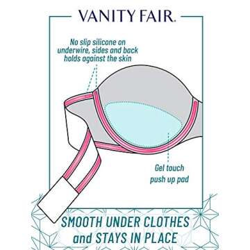 Vanity Fair Women's Gel Touch Strapless Push Up Bra 2111121, Barely Beige, 34C