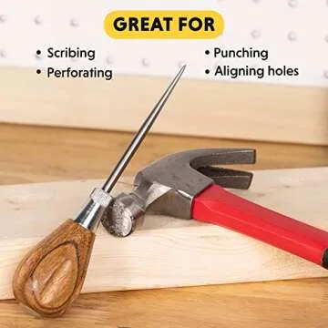 General Tools Scratch Awl with Hardwood Handle - Precision Tool