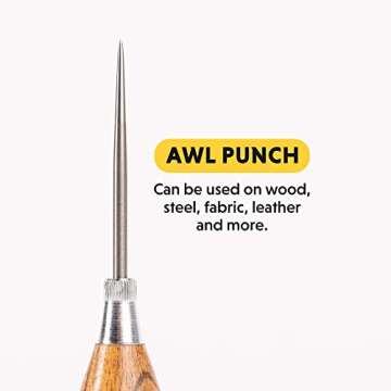 General Tools Scratch Awl Tool with Hardwood Handle - Scribe, Layout Work, & Piercing Wood - Alloy Steel Blade