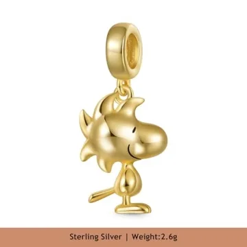 GNOCE Peanuts Woodstock Silver Dangle Charm for Fans