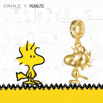 GNOCE Peanuts Woodstock Silver Dangle Charm for Fans