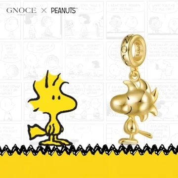 GNOCE Peanuts Woodstock Silver Dangle Charm for Fans
