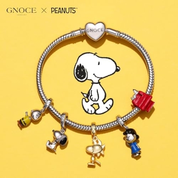 GNOCE Peanuts Woodstock Silver Dangle Charm for Fans