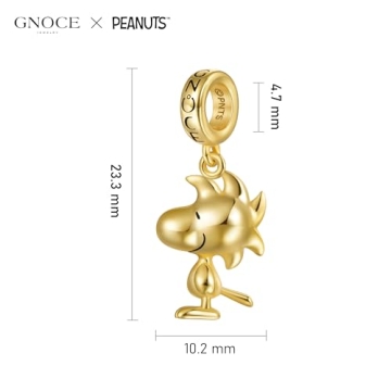 GNOCE Peanuts Woodstock Silver Dangle Charm for Fans