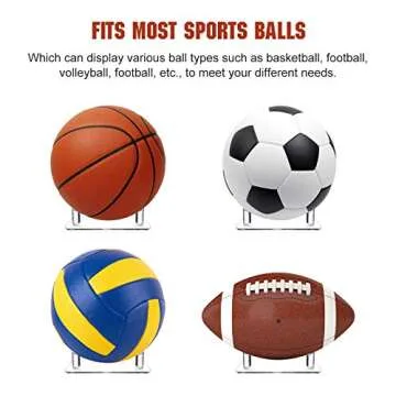 Jetec Acrylic Ball Stand Holder Ball Display Stand Transparent Sports Ball Storage Rack for Basketball Football Volleyball Soccer Balls Display Stand Holder (6 Pieces)