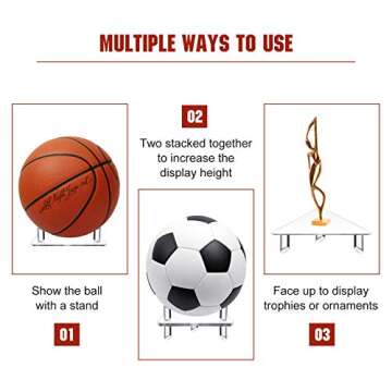 Jetec Acrylic Ball Stand Holder Ball Display Stand Transparent Sports Ball Storage Rack for Basketball Football Volleyball Soccer Balls Display Stand Holder (6 Pieces)