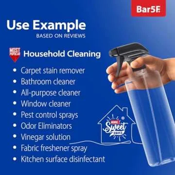 Bar5F Plastic Spray Bottle 32-Ounce for Cleaning and Gardening Heavy-Duty Crystal-Clear BPA-Free 3-Pack Made in USA