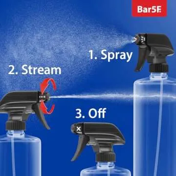 Bar5F Plastic Spray Bottle 32-Ounce for Cleaning and Gardening Heavy-Duty Crystal-Clear BPA-Free 3-Pack Made in USA