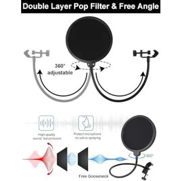 Mic Stand Floor Boom Arm for Blue Yeti, Nano, Snowball, HyperX QuadCast, Shure SM7B MV7, Fifine K688 and More Mic, Floor Microphone Stand with 3/8" to 5/8" 1/4" Screw, Pop Filter Mic Clip Cable Ties