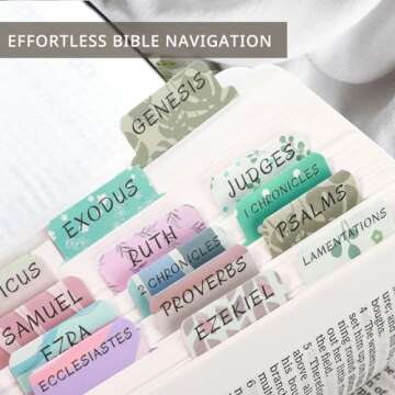 Laminated Bible Tabs for Women & Men - Large Print Tabs for Study Bibles, Boho Theme for Easy Navigation and Quick Reference - Easy-to-Read and Apply Tabs for All Ages-Uniform Theme