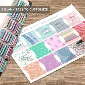 Laminated Bible Tabs for Women & Men - Large Print Tabs for Study Bibles, Boho Theme for Easy Navigation and Quick Reference - Easy-to-Read and Apply Tabs for All Ages-Uniform Theme