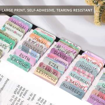 Laminated Bible Tabs for Women & Men - Large Print Tabs for Study Bibles, Boho Theme for Easy Navigation and Quick Reference - Easy-to-Read and Apply Tabs for All Ages-Uniform Theme