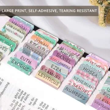 Laminated Bible Tabs for Women & Men - Large Print Tabs for Study Bibles, Boho Theme for Easy Navigation and Quick Reference - Easy-to-Read and Apply Tabs for All Ages-Uniform Theme