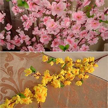 Firlar Artificial Cherry Blossom Branches - Elegant Silk Flowers for Weddings and Decor